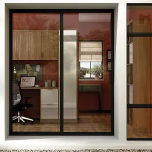 Aluminum sliding glass doors open to rotate 4 wings with high quality