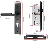 Manija de Puerta Moderna de Aleación de Zinc con Acabado Gris Cromado Brillante, Juego de Panel con Cerradura de Llave para Puertas Interiores de Hogar, Privacidad