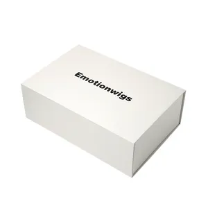 定制硬质硬纸板折叠盒包装连帽衫服装鞋礼品折叠白色牛皮纸磁性盒