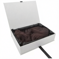 Kit d'emballage de perruques noires de luxe en gros, boîte cadeau noire pliable magnétique avec logo personnalisé