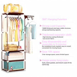 <span class=keywords><strong>Porte</strong></span>-<span class=keywords><strong>manteau</strong></span> en métal au design simple et facile à installer, armoire multi-niveaux sur pied, penderie avec cintre rotatif - Product Image 3