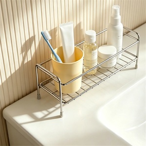 Étagères de salle de bain transfrontalières en acier inoxydable, étagères de rangement sans perçage pour salle de bain, comptoirs, étagères de rangement pour salle de bain, cosmétiques - Product Image 3