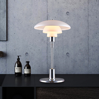 Lampe de table moderne nordique avec base en métal et abat-jour en verre, lampe de chevet décorative à LED à intensité variable pour chambre à coucher, hôtel