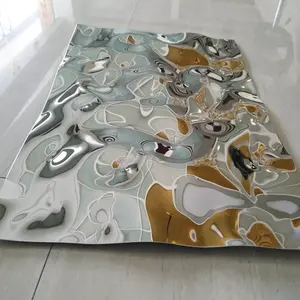 Dekoratif Rose Gold Stamp Berwarna SS 201 430 <span class=keywords><strong>304</strong></span> Panel Dinding Riak Air Dipalu Lembar Pelat Baja Tahan Karat untuk Dinding Tirai - Product Image 1