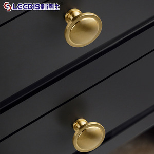 Lgedis Brass Cabinet <b>Knobs</b> Round Minimalist Gold Drawer Wardrobe Handles Furniture Hardware Single Hole Durable - Product Image 2