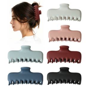 Pinza de Pelo Rectangular Mate de 9.5cm, Color Sólido, Diseño de Tiburón, Geométrica, Minimalista, con Dientes Conectados, de Plástico, para Mujer - Product Image 3