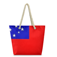 Sac fourre-tout avec drapeau de Samoa, avec poignées en corde de chanvre, grande capacité, durable, imperméable, sac à bandoulière polyvalent pour le travail, les voyages, la plage