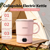 Bouilloire Électrique Multifonctionnelle Pliable et Portable en Acier Inoxydable 316, Haute Puissance 1000W, Vente en Gros