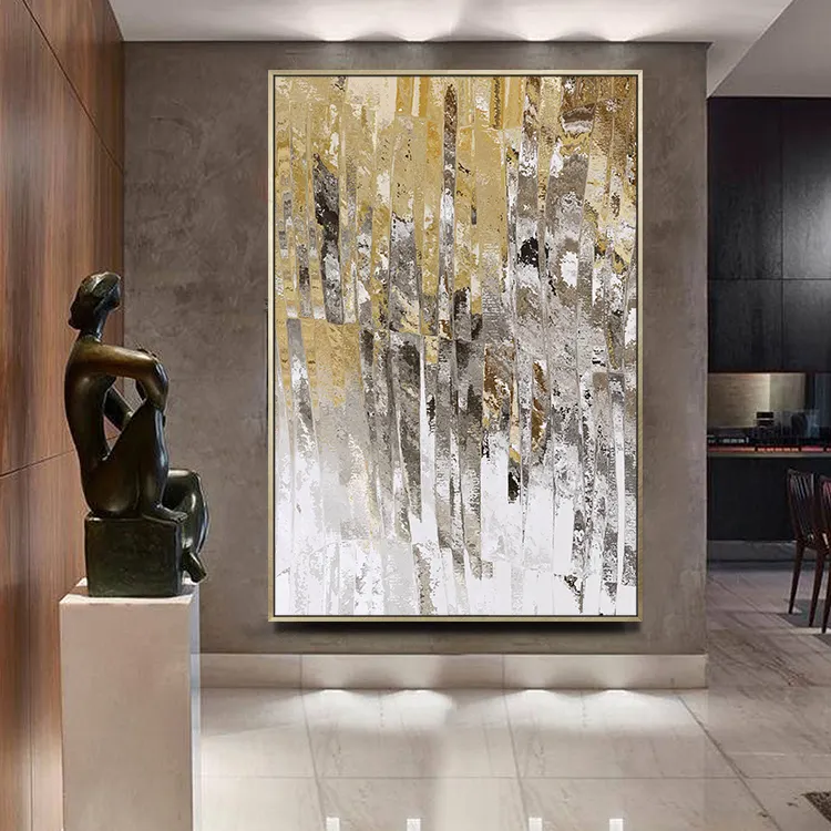 Lienzo de decoración de sala de estar de pared moderna hecha a mano, Ideas de arte, pintura al óleo abstracta