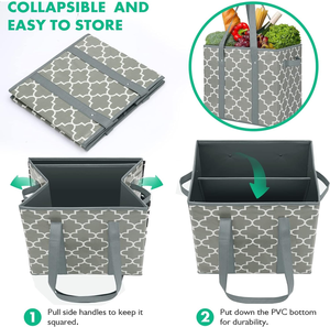 Sacos De Mercearia Reutilizáveis Dobráveis Sacola Utilitária Bulk Grande Dobrável Dobrável Carrinho De Compras Mantimentos Totes De Armazenamento Heavy Duty - Product Image 3