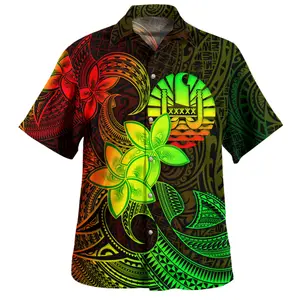 Chemise hawaïenne Tahiti pour homme Plumeria fleurs Style Vintage manches courtes été chemises pour hommes conceptions personnalisées vêtements pour hommes