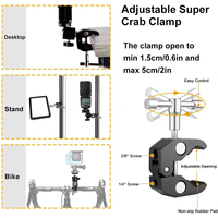 Pince Super Crab de Haute Qualité avec Vis 1/4, Rotule Mini 360°, Support de Fixation Rapide pour Trépied Appareil Photo DSLR