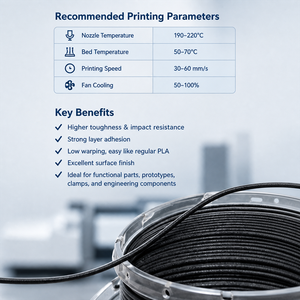 Filamento para Impresora 3D Newmars 3dp PLA CF de 1.75 mm y 1 kg, Precisión Dimensional de 0.02 mm, Reforzado con Fibra de Carbono para Impresoras 3D de Ingeniería - Product Image 5