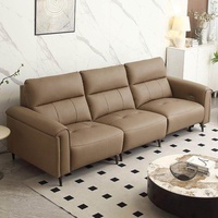 Canapé trois places en cuir pleine fleur minimaliste moderne de première classe, inclinable électriquement, à poser près du mur, modèle Kuli 8825, pour salon