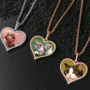 Nuova foto personalizzata foto medaglioni di memoria sublimazione cuore ciondolo collane Hip Hop Bling gioielli cubici zircone cuore <span class=keywords><strong>collana</strong></span> - Product Image 5