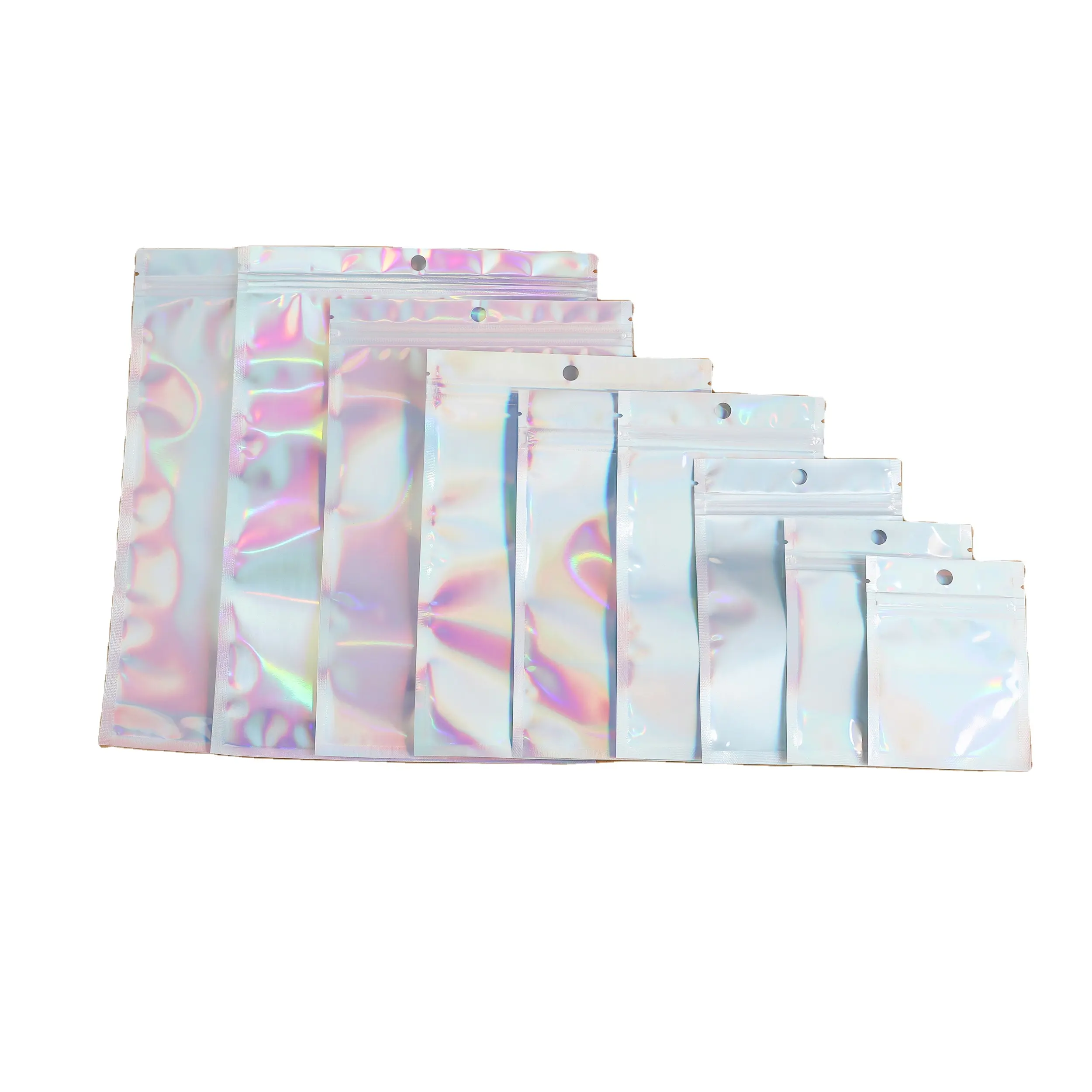 도매 포장 가방 도매 투명 Ziplock 재밀봉 마일라 화장품 속눈썹 보관 레이저 홀로그램 가방