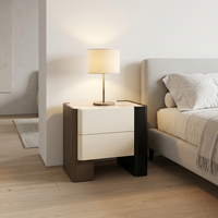 Table de chevet en bois massif moderne, créative et élégante avec deux tiroirs en mélamine