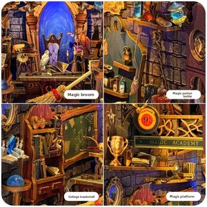 Kit <span class=keywords><strong>de</strong></span> construction en bois pour adultes : Serre-livres 3D DIY 'Académie <span class=keywords><strong>de</strong></span> Magie' avec baguette magique <span class=keywords><strong>Harry</strong></span>, thème 'Cabane <span class=keywords><strong>de</strong></span> la Série Magique' pour coin lecture - Product Image 5