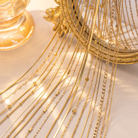 Precio de Fábrica al por Mayor, Collar de Cadena de Acero Inoxidable Chapado en Oro de 18k, Serie de Accesorios de Cadena Hipoalergénicos e Impermeables