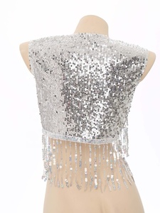 Femmes Cowgirl gilet haut sans manches Cardigan gilet Vintage <span class=keywords><strong>Disco</strong></span> <span class=keywords><strong>Costume</strong></span> pour Clubwear Vintage <span class=keywords><strong>Disco</strong></span> fête scène Performance - Product Image 5