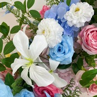 Rangkaian Bunga Artificial Putih Pink Biru Hijau untuk Dekorasi Meja Pernikahan Grosir