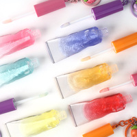 Private Label Lip Oil Fruit Pendant Glansrijke Transparante Fijne Glans Hydraterende Lipgloss Sleutelhanger