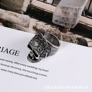 European Style Punk Skull <b>Titanium</b> Steel <b>Ring</b> Men's Party Jewelry SA883 - Product Image 1