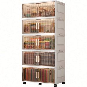 Haogle, venta al por mayor, caja de almacenamiento plegable de plástico de gran capacidad, ropa, libros, aperitivos, gabinete de almacenamiento plegable - Product Image 1