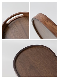 Vassoio <span class=keywords><strong>in</strong></span> legno personalizzato con venature del legno naturale per tè, snack e conservazione domestica, vassoio <span class=keywords><strong>in</strong></span> legno con manico, vassoio <span class=keywords><strong>in</strong></span> legno ellittico. - Product Image 2