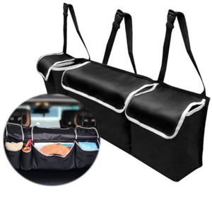 Vente flash Organisateur de siège de voiture multifonctionnel personnalisé en noir pliable Boîte de rangement suspendue en tissu Oxford imperméable et durable - Product Image 1