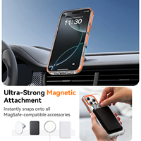 Étui de téléphone magnétique transparent antichoc avec support rotatif, charge sans fil, cadre d'objectif métallique, coque de téléphone pour iPhone 16 Pro Max