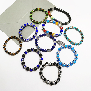 Pulsera de cristal azul hecha a mano para hombre, pulsera de cristal turco contra el mal de ojo - Product Image 4