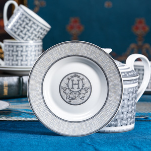 Elegant Classic Gray Horse-Drawn Cart Stoneware Coffee <b>Cup</b> <b>Set</b> Eco-Friendly Restaurant Tableware for Hotels - Product Image 3