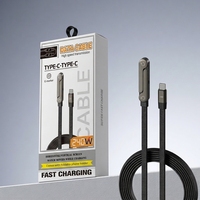 Câble de charge rapide durable PD 3.1 Type-C 4-en-1 rotatif à 180° avec conducteur en cuivre pur, support de téléphone TPE et adaptateur de puissance adaptatif