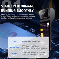 Terminal de point de vente portable robuste Z92 Android 12.0/13.0 avec lecteur de code QR, système POS Android 4G avec imprimante