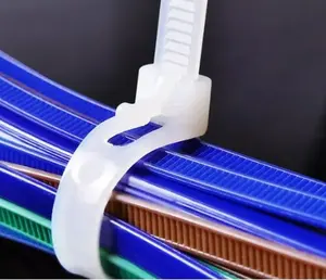 Ikat kabel dapat dilepas dasi kabel nilon 6.6 putih 8X300mm ikatan kabel plastik kualitas tinggi bersertifikasi CE