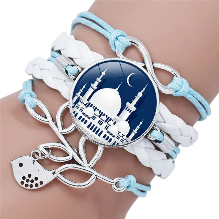 Bracelet en pierres précieuses pour bricolage musulman, vente directe d'usine, en cuir multicouche, Allah, moyen-orient