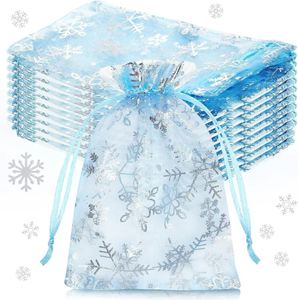 Flocon de neige estampage à chaud Organza Sac de gaze Emballage cadeau de Noël avec design Eugen élégant - Product Image 3