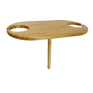 JSY bambu atacado piquenique mesa de madeira baixa dobrável camping tabela com copo titular meja lipat bambu piquenique mesa