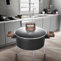 Casserole en aluminium avec revêtement antiadhésif PTFE, design moderne durable et durable, grande capacité, compatible gaz et induction, cuisine, restaurant