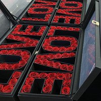 Rose éternelle préservée pour boîte cadeau à couvercle rabattable avec lettres, doublure miroir, souvenir romantique, cadeau de la Saint-Valentin, cadeau de remise de diplôme pour elle