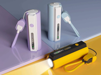Mini Banco de Energía de 5000 mAh con Linterna Súper Brillante, Cargador Portátil de Carga Rápida PD de 22.5 W, Luz de Emergencia para Exteriores