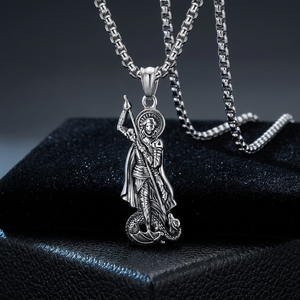 Colgante Retro y único de San Jorge, el cazador de dragones, colgante artístico personalizado para hombre, versátil, protector, estilo punk, hip hop - Product Image 1