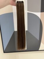 Extensions de cheveux humains russes lisses et raides en gros, 100 % vierges Remy, double épaisseur, personnalisables en brun ou blond