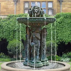 Популярная на заказ металлическая литая большая наружная фигурка фонтана бронзовая женская статуя водяной фонтан