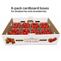 8 paquets de boîtes à baies en carton ondulé écologiques avec poignées, logo personnalisé, emballage de fruits bleuets et fraises recyclés