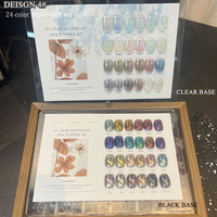 Poudre miroir Aurora Moonlight 24 couleurs, effet miroir chromé, vente en gros, ensemble de poudre à ongles transparente incroyable avec boîte en bois transparente