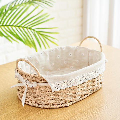 Cosmetics Storage Box Fabric Desktop Storage Basket Grass Woven Sundries Toys Snack Keys