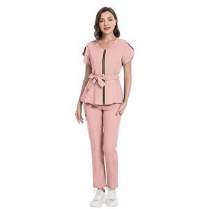 Ensembles de blouses d'infirmière personnalisables avec logo, unisexes, respirants, en tricot, uniformes d'hôpital, pantalons de jogging à fermeture éclair, détection d'aiguilles, fusion sans couture - Product Image 4