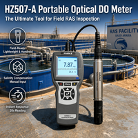 Analyseur de l'oxygène dissous par fluorescence portable HANZ avec compensation de la salinité, indice de protection IP68, boîtier de capteur 316L pour testeur RAS
